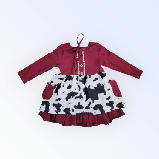 Maroon /Cow print Dress