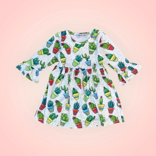 Happy Cactus Ruffle Twirly Dress